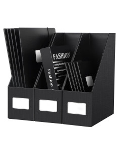 Soporte de Revistas Negro JiaWei - 3 Paquetes de Cartón Resistente