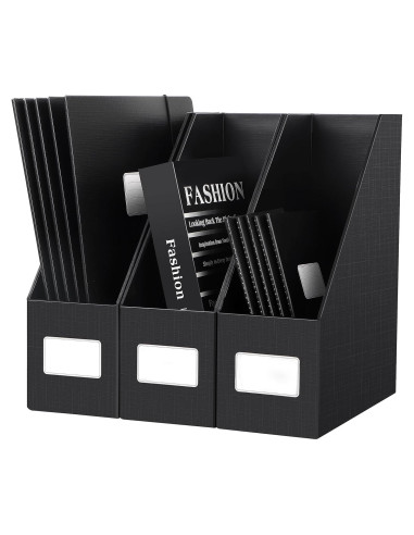 Soporte de Revistas Negro JiaWei - 3 Paquetes de Cartón Resistente