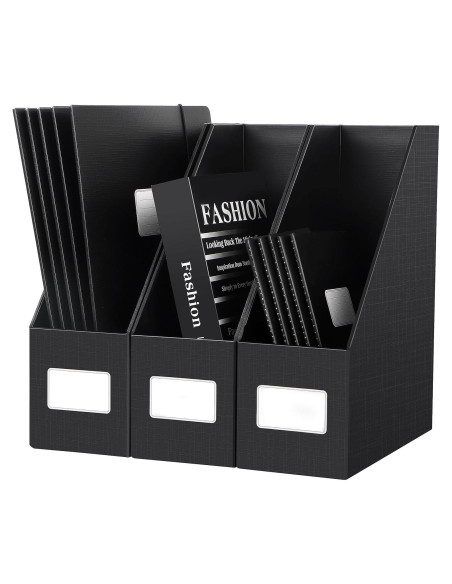 Soporte de Revistas Negro JiaWei - 3 Paquetes de Cartón Resistente
