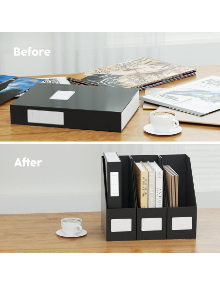 Soporte de Revistas Negro JiaWei - 3 Paquetes de Cartón Resistente