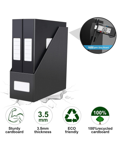 Soporte de Revistas Negro JiaWei - 3 Paquetes de Cartón Resistente