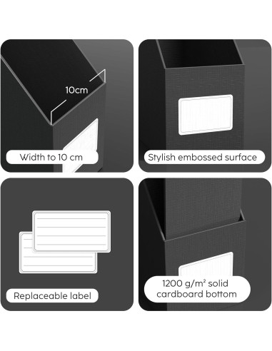 Soporte de Revistas Negro JiaWei - 3 Paquetes de Cartón Resistente