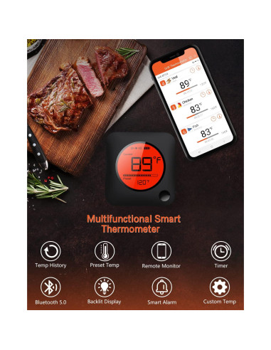 Termómetro Digital de Carne BFOUR Inalámbrico Bluetooth 2 Sondas