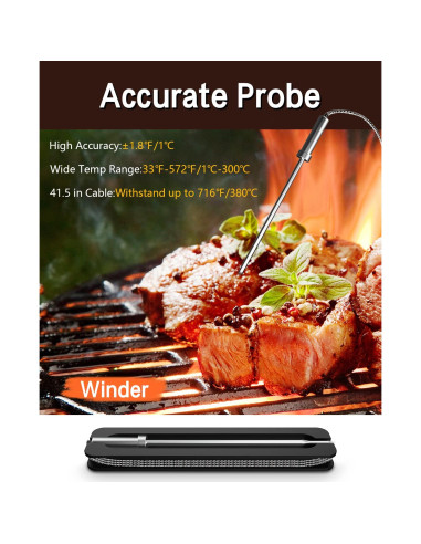 Termómetro Digital de Carne BFOUR Inalámbrico Bluetooth 2 Sondas