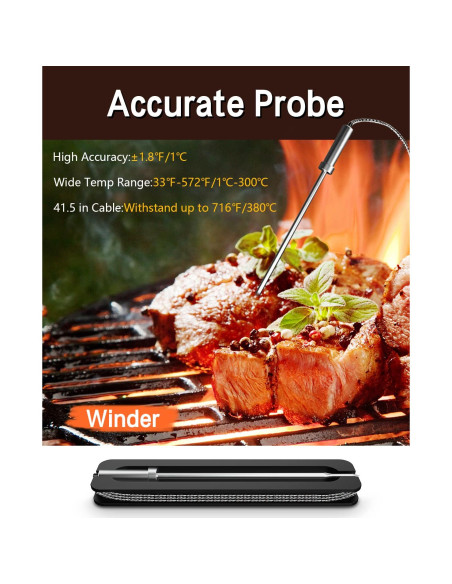 Termómetro Digital de Carne BFOUR Inalámbrico Bluetooth 2 Sondas