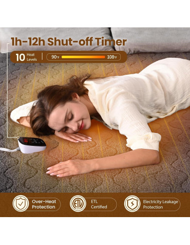 Almohadilla Térmica Eléctrica Bearhug Completo 190x137cm 10 Niveles