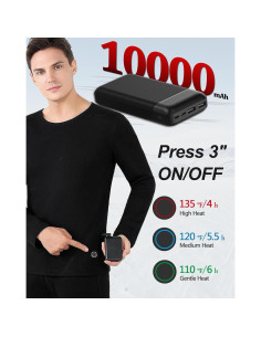 Conjunto Ropa Interior Térmica Eléctrica Hombre TRUNYAQI XXL Negro 2