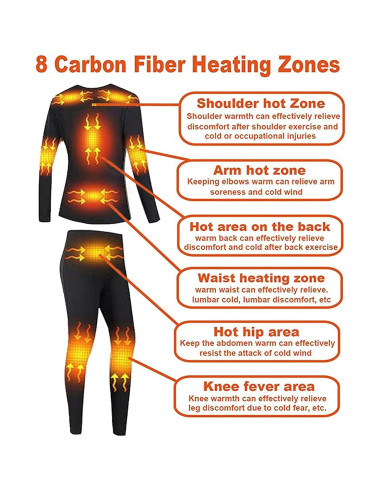 Conjunto Ropa Interior Térmica Eléctrica Hombre TRUNYAQI XXL Negro