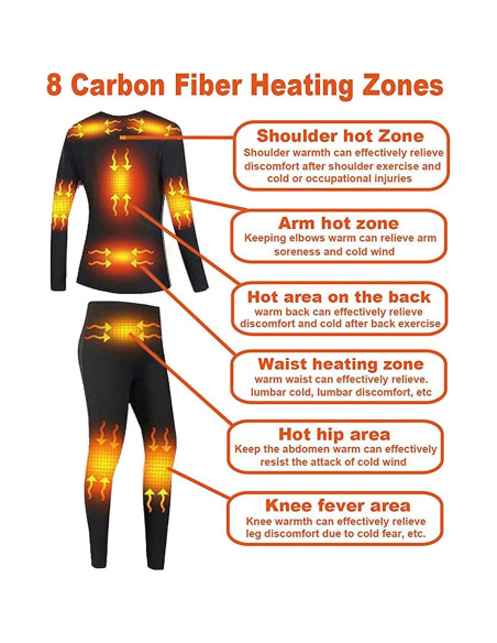 Conjunto Ropa Interior Térmica Eléctrica Hombre TRUNYAQI XXL Negro