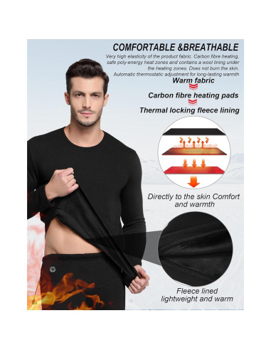 Conjunto Ropa Interior Térmica Eléctrica Hombre TRUNYAQI XXL Negro