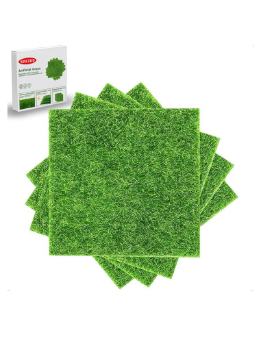 4 Paquetes de Césped Falso 15x15 cm KAEZDD para Manualidades