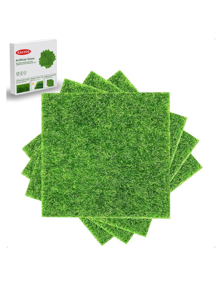 4 Paquetes de Césped Falso 15x15 cm KAEZDD para Manualidades