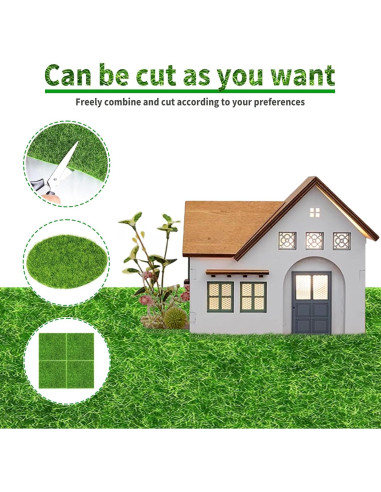 4 Paquetes de Césped Falso 15x15 cm KAEZDD para Manualidades
