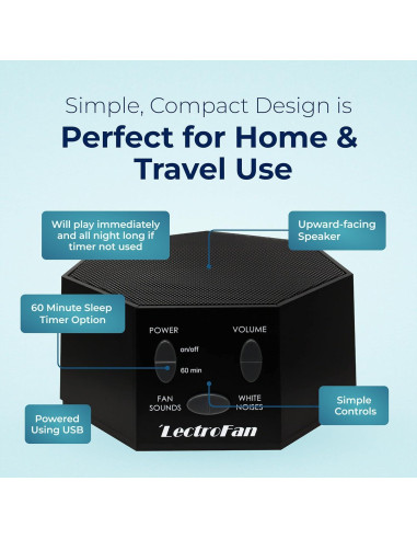 Máquina de Sonido Ruido Blanco LectroFan Classic - Compacta Negro