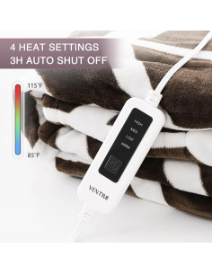 Manta Eléctrica VENTIMI 127x152 cm 4 Niveles Calor Café 2