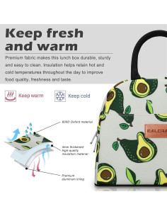 Bolsa de Almuerzo Aislada BALORAY Aguacate 9L para Adultos 2