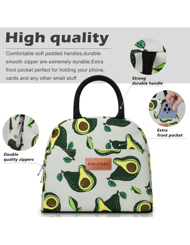 Bolsa de Almuerzo Aislada BALORAY Aguacate 9L para Adultos
