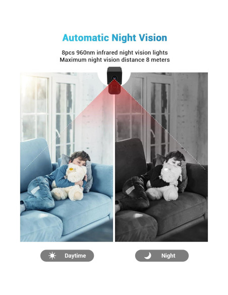 Cámara de Seguridad WiFi 2K FHD Smhawk Mini Negra