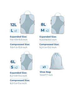 Cubos de Compresión para Empacar BAGSMART 6 Piezas Azul Claro 2