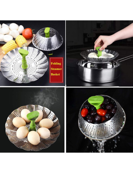 Cesta de Vapor Plegable LTWQLing Acero Inoxidable 13-23 cm