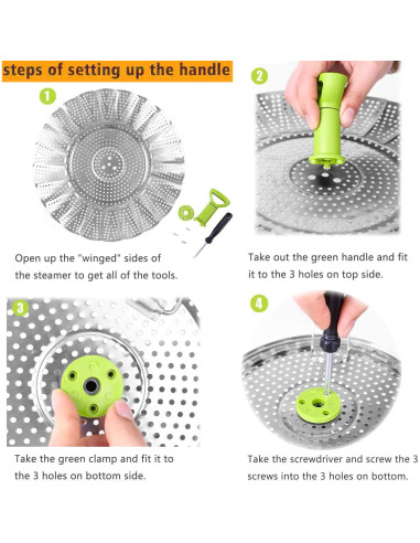 Cesta de Vapor Plegable LTWQLing Acero Inoxidable 13-23 cm