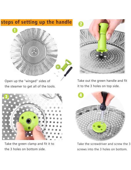 Cesta de Vapor Plegable LTWQLing Acero Inoxidable 13-23 cm