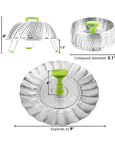 Cesta de Vapor Plegable LTWQLing Acero Inoxidable 13-23 cm