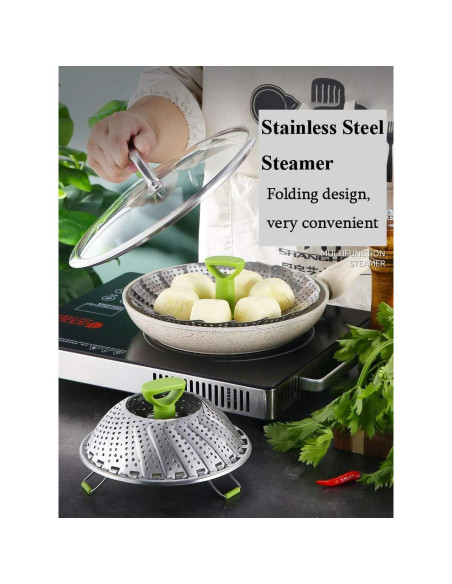 Cesta de Vapor Plegable LTWQLing Acero Inoxidable 13-23 cm