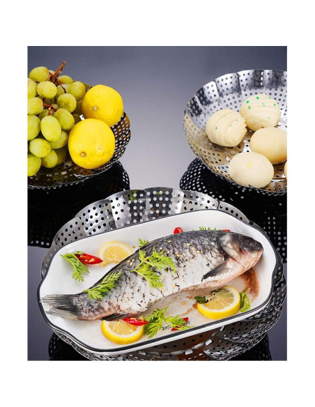 Cesta de Vapor Plegable LTWQLing Acero Inoxidable 13-23 cm