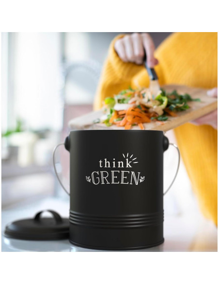 Contenedor de Compost Barnyard Designs 4.54L Negro con Filtros