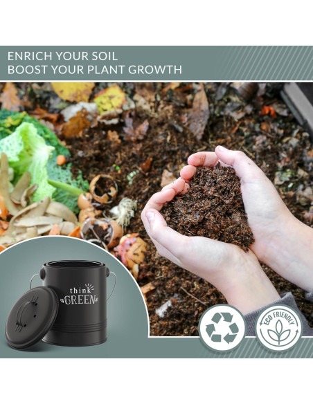 Contenedor de Compost Barnyard Designs 4.54L Negro con Filtros