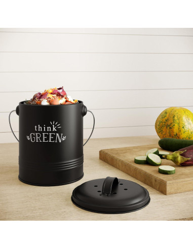 Contenedor de Compost Barnyard Designs 4.54L Negro con Filtros