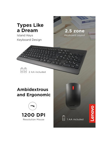 Combo Teclado y Ratón Inalámbrico Lenovo 510 Negro