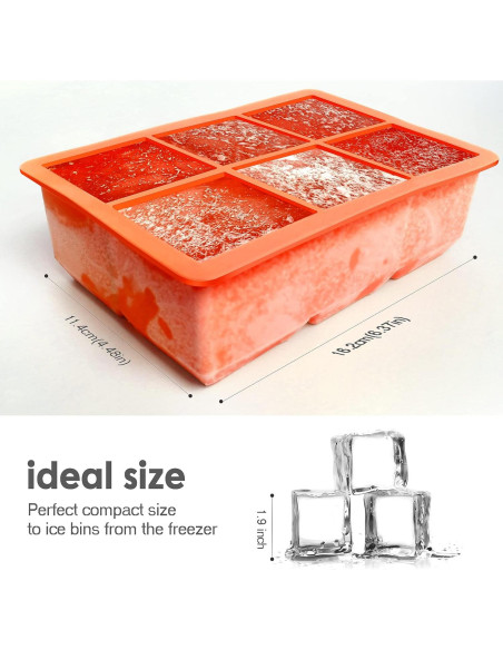 Bandejas de Hielo de Silicona Excnorm - 3 Piezas, 6 Cavidades