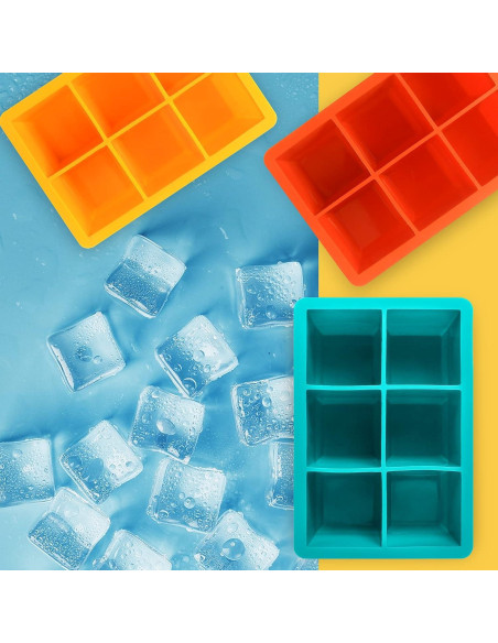Bandejas de Hielo de Silicona Excnorm - 3 Piezas, 6 Cavidades