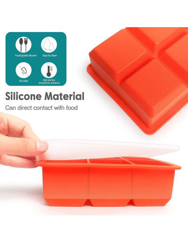 Bandejas de Hielo de Silicona Excnorm - 3 Piezas, 6 Cavidades