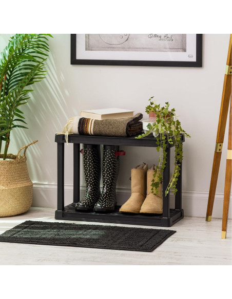 Estantería de Plástico IRIS USA 2 Niveles 36 kg Negra