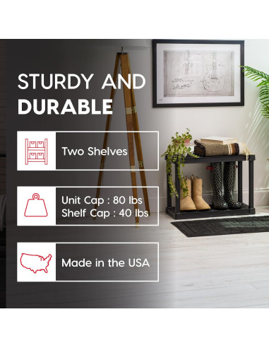 Estantería de Plástico IRIS USA 2 Niveles 36 kg Negra