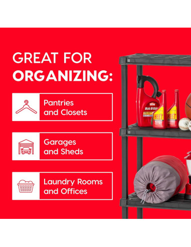 Estantería de Plástico IRIS USA 2 Niveles 36 kg Negra