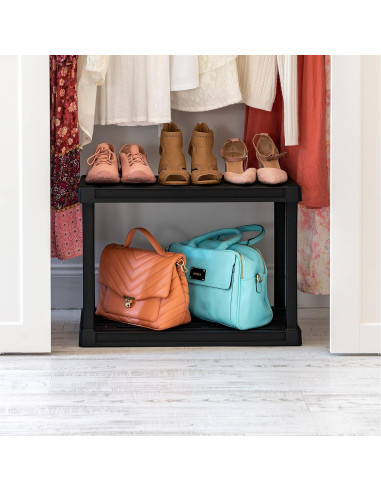 Estantería de Plástico IRIS USA 2 Niveles 36 kg Negra