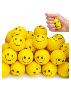 Pelotas Antiestrés LovesTown 12PCS 5cm Amarillas con Sonrisa