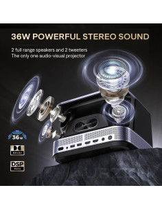 Proyector 3-en-1 Aurzen BOOM 3 1080P 500 ANSI WiFi Bluetooth 2