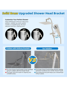 Cabezal de Ducha Hibbent 20 cm Metal Alta Presión Combo 2