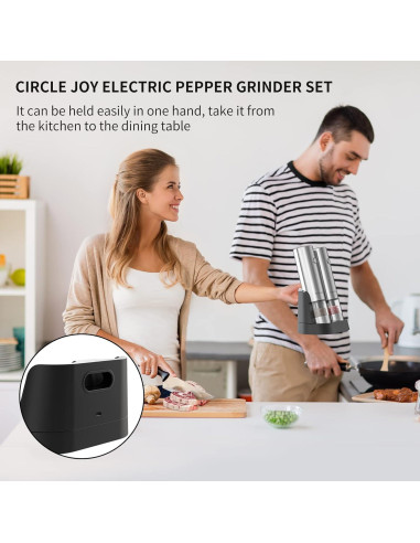 Molinillos Eléctricos de Sal y Pimienta CIRCLE JOY con Base Doble