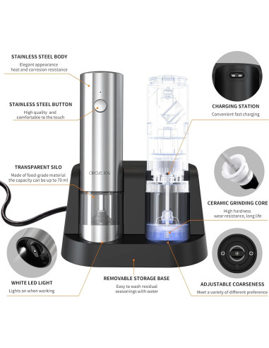 Molinillos Eléctricos de Sal y Pimienta CIRCLE JOY con Base Doble