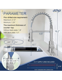 Grifo de Cocina Herogo 2.0 Acero Inoxidable Rociador Desplegable 2