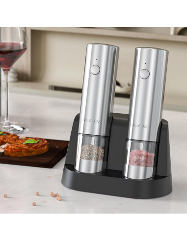 Molinillos Eléctricos de Sal y Pimienta CIRCLE JOY con Base Doble
