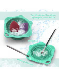 Almohadilla de Limpieza de Brochas de Maquillaje YalsFTY Verde 15x15.7cm 2