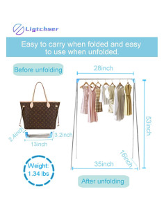 Perchero Plegable Ligtchser Azul para Viajes y Camping 134.62 cm 2