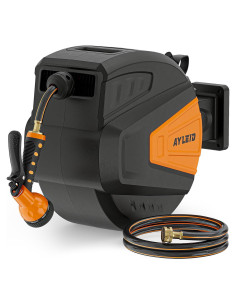 Carrete de Manguera de Jardín Retráctil Ayleid 19.81 m Negro
